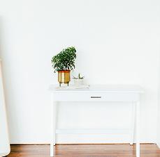 white wall white table